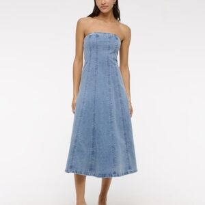 The A&F Mila Strapless Denim Midi Dress size xxl tall